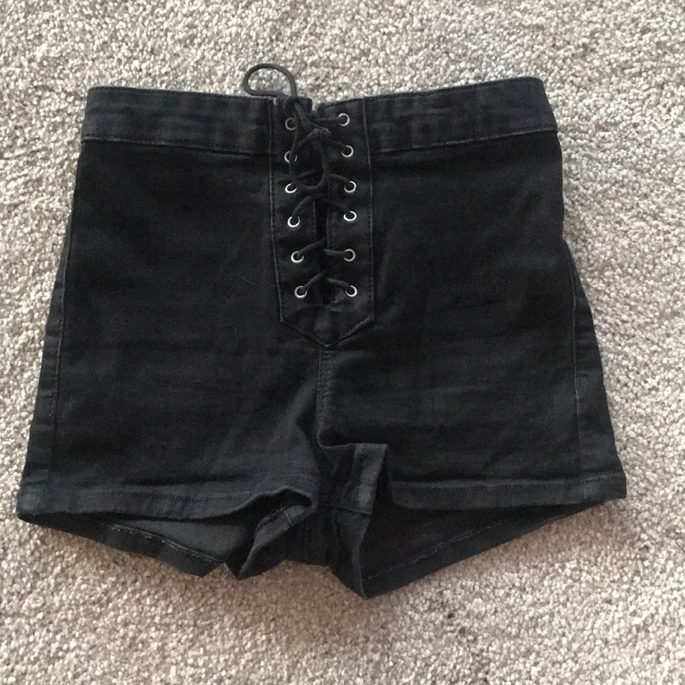 Topshop jean shorts lace up size 4